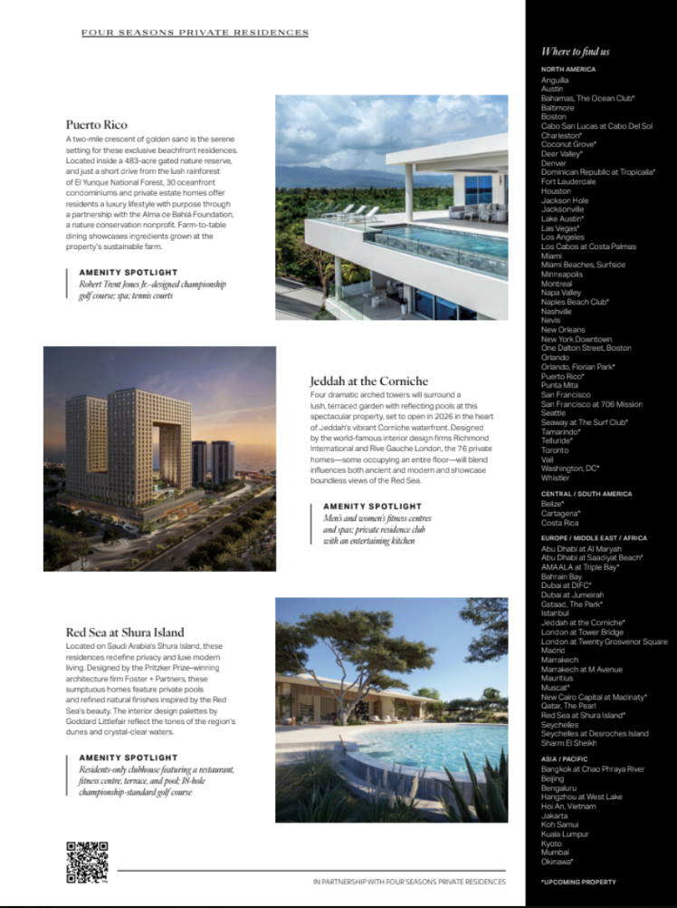 Four Seasons Private Residences — Puerto Rico, Jeddah, and Red Sea spread