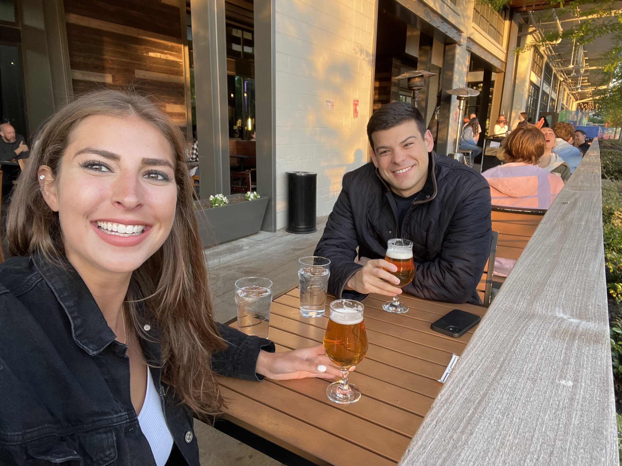drinking beers at a brewery